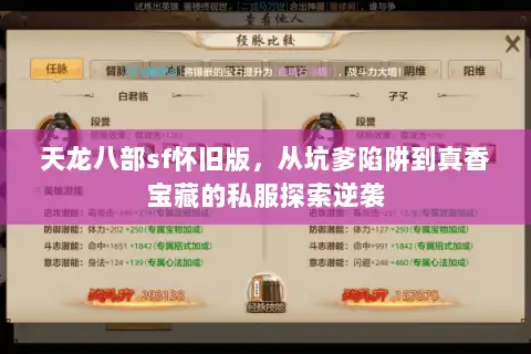 天龙八部sf怀旧版，从坑爹陷阱到真香宝藏的私服探索逆袭