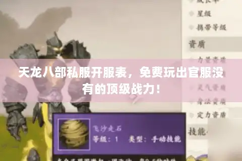 天龙八部私服开服表，免费玩出官服没有的顶级战力！