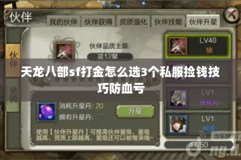天龙八部sf打金怎么选3个私服捡钱技巧防血亏