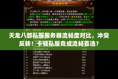 天龙八部私服服务器流畅度对比，冲突反转！卡顿私服竟成流畅首选？