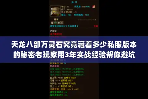 天龙八部万灵石究竟藏着多少私服版本的秘密老玩家用3年实战经验帮你避坑