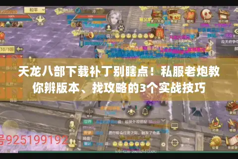 天龙八部下载补丁别瞎点！私服老炮教你辨版本、找攻略的3个实战技巧