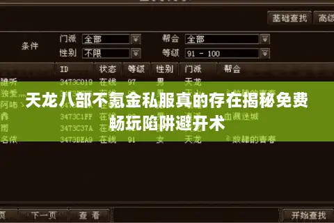 天龙八部不氪金私服真的存在揭秘免费畅玩陷阱避开术