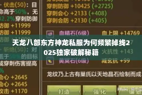 天龙八部东方神龙私服为何频繁掉线2025独家破解秘籍