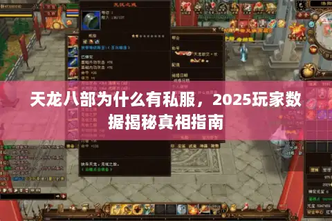 天龙八部为什么有私服，2025玩家数据揭秘真相指南