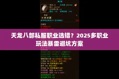 天龙八部私服职业选错？2025多职业玩法暴雷避坑方案
