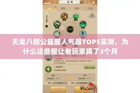 天龙八部公益服人气服TOP5实测，为什么这些服让老玩家蹲了3个月