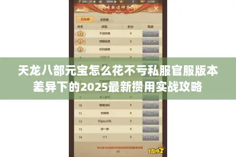 天龙八部元宝怎么花不亏私服官服版本差异下的2025最新攒用实战攻略