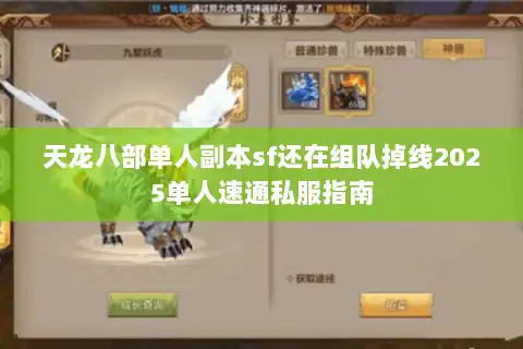 天龙八部单人副本sf还在组队掉线2025单人速通私服指南