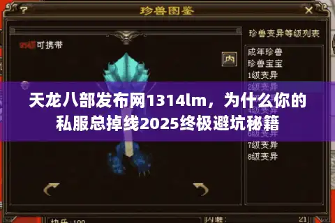 天龙八部发布网1314lm，为什么你的私服总掉线2025终极避坑秘籍