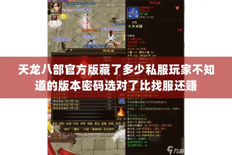 天龙八部官方版藏了多少私服玩家不知道的版本密码选对了比找服还赚