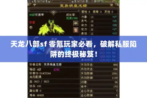 天龙八部sf 零氪玩家必看,破解私服陷阱的终极秘笈! 天龙八部sf 零氪玩家必看,破解私服陷阱的终极秘笈!