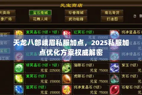 天龙八部峨眉私服加点,2025私服加点优化方案权威解密 天龙八部峨眉私服加点,2025私服加点优化方案权威解密