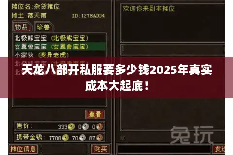天龙八部开私服要多少钱2025年真实成本大起底! 天龙八部开私服要多少钱2025年真实成本大起底!