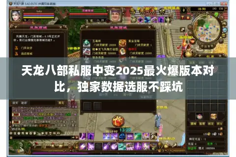 天龙八部私服中变2025最火爆版本对比，独家数据选服不踩坑